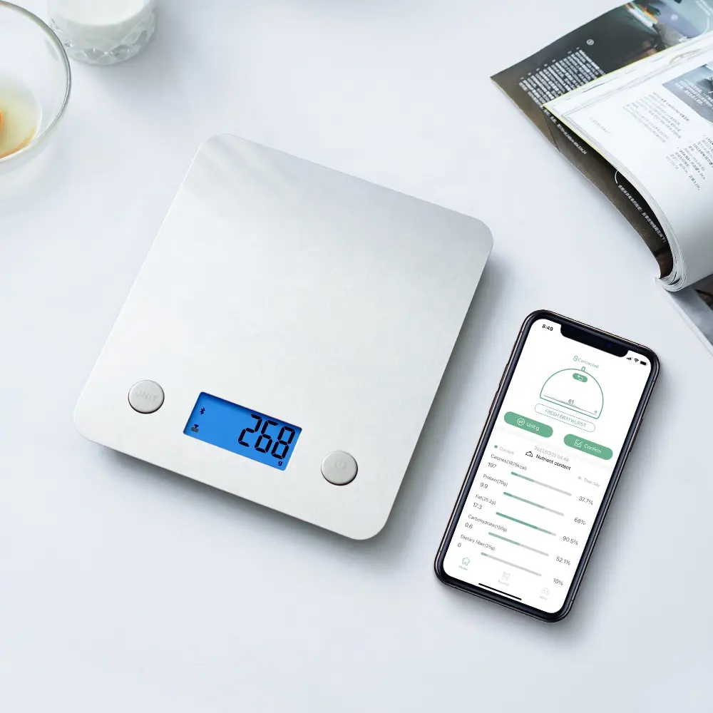 Welland Voedsel Digitale Smart App Voeding Inname Berekenen Calorie Eiwit Roestvrijstalen Keuken Schaal