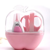 Kit de soin des ongles pour bébé 5-en-1 de haute qualité, forme pomme mignonne, ciseaux de manucure en PP, ensemble de manucure pour tout-petits, garçons et filles, soin du bébé
