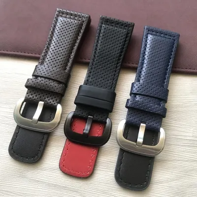 High Quality 28mm Genuine Leather Watchband With Stitches Calfskin Waterproof Wrist Watchband Matte Strap Loops For Seven Friday