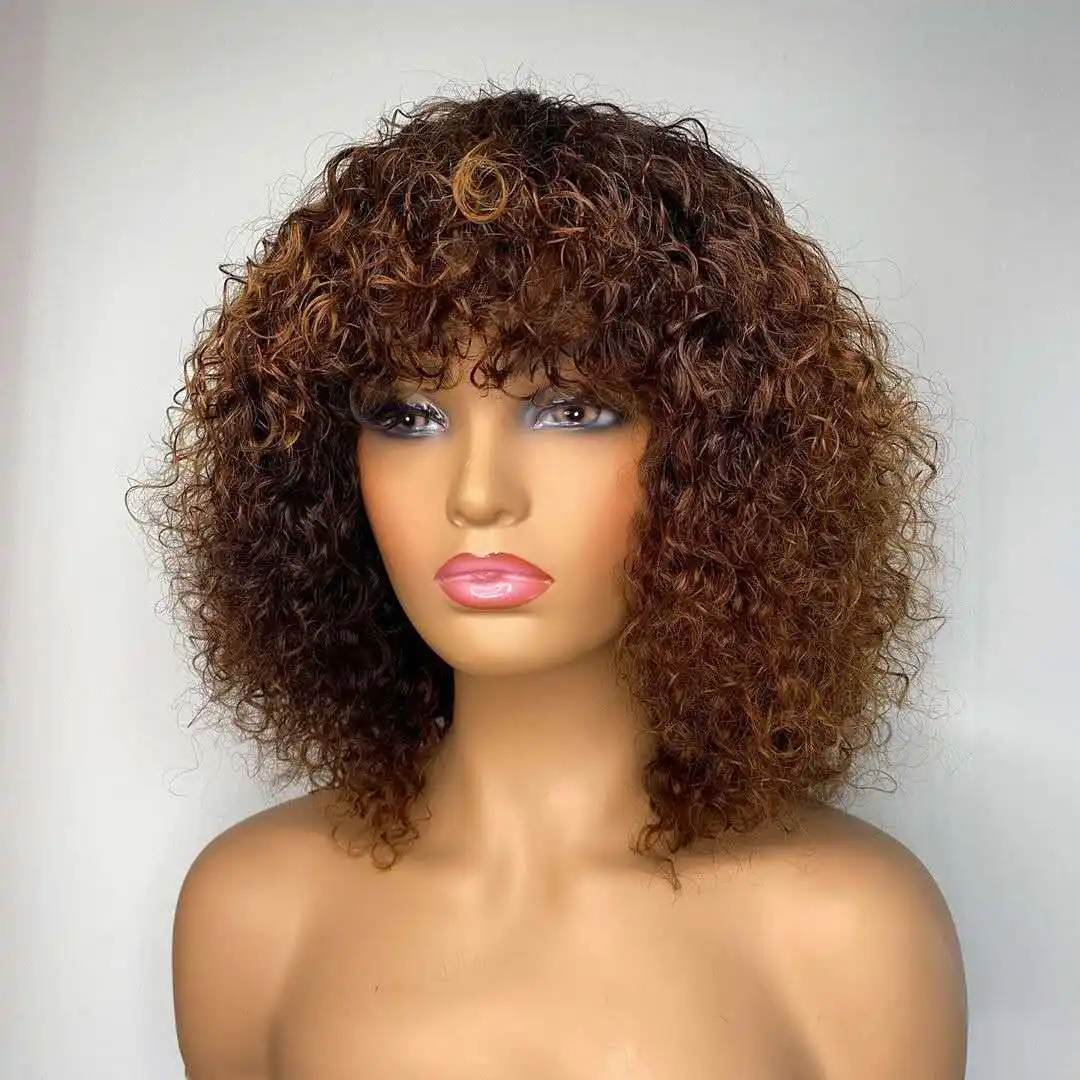 Wig Rambut Manusia Frontal Renda 13X4 Rambut Keriting Brasil Virgin Keriting Wig Pendek Bob Tanpa Lem untuk Wanita Sebelum Pencabutan Simpul Diputihkan