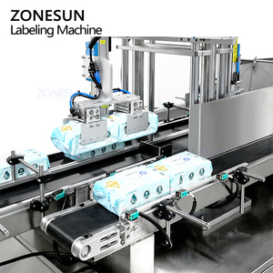 Machine d'étiquetage automatique ZONESUN ZS-TB70DM pour palettes, empilage et emballage double face de lingettes humides sur surface plane - Product Image 4