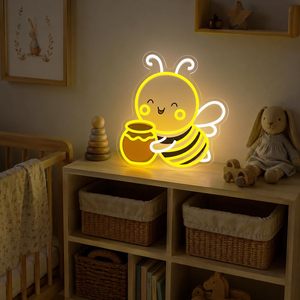 Bee Neon Letreros Neon LED indoor hanging ambient light shop <b>sign</b> wall decoration light entrance indicator light luminous <b>sign</b> - Product Image 3