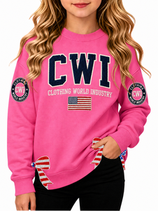 Sudadera Negra de Cuello Redondo para Mujer, Manga Larga, Diseño de Letras Bordadas, Patrón de Bandera Americana, Ropa Urbana de Otoño, Tejido de Algodón - Product Image 6
