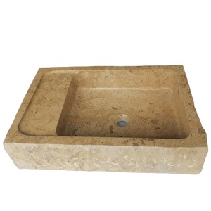 Fregadero de encimera Artículos sanitarios Lavabos <span class=keywords><strong>Lavabo</strong></span> de <span class=keywords><strong>piedra</strong></span> hecho a mano de mármol <span class=keywords><strong>beige</strong></span> - Product Image 1