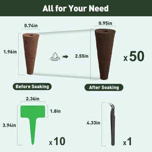 Paquete de 50 esponjas de cultivo hidropónico <span class=keywords><strong>AeroGarden</strong></span>, vainas de inicio de semillas, esponjas de crecimiento de raíces de repuesto, 10 etiquetas, 1 pinza, jardín interior - Product Image 4