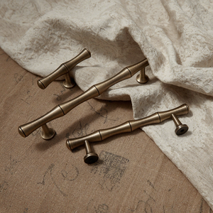 Chinese <strong>Antique</strong> <strong>Style</strong> Bamboo Joint Brass Handle Brushed Splash-Proof Surface Mounted Modern Simple <strong>Drawer</strong> Wardrobe Door Cabinet - Product Image 4