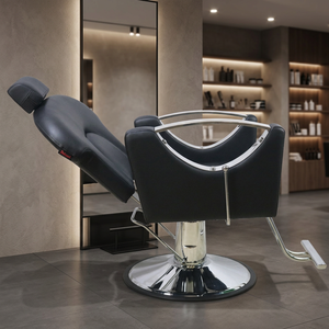 Sillón de Barbero Vintage de Cuero PU, Bomba Hidráulica de Alta Resistencia, Giratorio 360 Grados, Reclinable, para Peluquería - Product Image 2