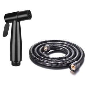 Black Small Compact Bidet Douche Shattaf Sprayer with Black Hose 1.5m Bathroom Handheld Bidet Toilet Stainless Steel Tap <b>Spray</b> - Product Image 1