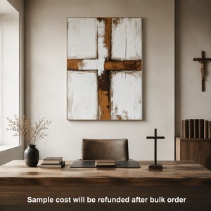 Decorazione Religiosa Dipinto Astratto di Gesù su Tela Pesante Testurizzata Beige Marrone con Versetto Biblico Regalo Cristiano <span class=keywords><strong>Arte</strong></span> Murale con Croce - Product Image 2