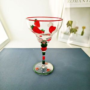 Hand-painted Marguerite Crystal Cocktail Glass <b>Light</b> Luxury Retro Design Red - Product Image 3