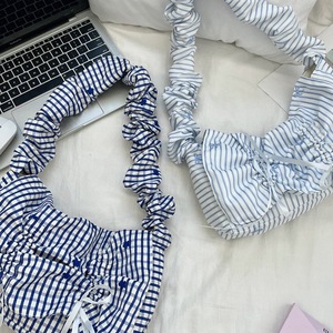 Wholesale Custom Single Shoulder Bag Blue Stripe <b>Bow</b> Women Commute <b>Large</b> Capacity Crossbody Bags - Product Image 3