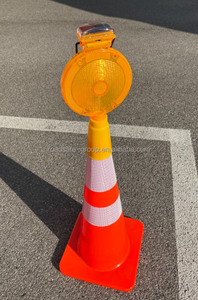 Luz de barricada <span class=keywords><strong>Led</strong></span> móvil con energía Solar temporal para garaje, luz intermitente de advertencia de construcción de cono inteligente para tráfico vial - Product Image 6
