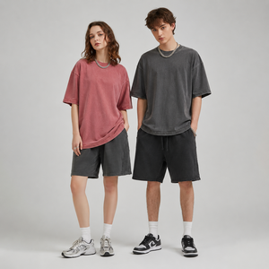 Camisetas DTG Personalizadas Pesadas com Efeito Desgastado, 100% Algodão, Lisas, Ombro Caído, Oversized, <span class=keywords><strong>Vintage</strong></span>, Lavagem Ácida, Estilo Urbano - Product Image 2