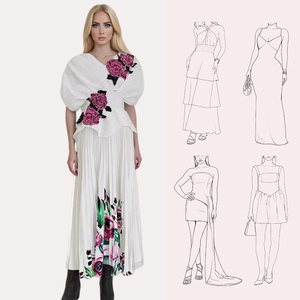 Vestido de Fiesta Elegante Francés para Mujer, con Estampado Floral de Rosas, de Alta Gama, Personalizable, para el Verano - Product Image 3