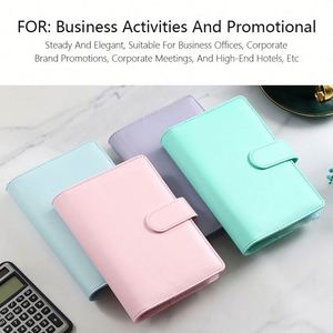 Custom Promotional <b>Planner</b> <b>Work</b> Agenda Loose Leaf A5/A6 Macaron Color PU Leather Cover Card Holder Budget Saving Business - Product Image 3