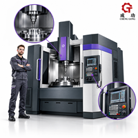 Tour vertical CNC robuste à colonne unique avec table rotative, tête porte-outils et convoyeur de copeaux