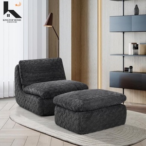 Sillón Sofá Compacto con Otomana, Sillón de Tela de Pana para Espacios Pequeños, Sala de Estar, Dormitorio o Apartamento - Product Image 3