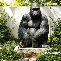 Statue d'animal réaliste grandeur nature en fibre de verre et résine, sculpture de gorille d'extérieur pour jardin, prix d'usine