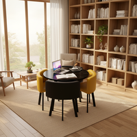 Table basse carrée en bois minimaliste moderne avec 4 chaises, mobilier de luxe léger pour petits appartements, usage hôtelier et fermier