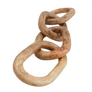 Cadena de Eslabones de Madera Grande para Decoración de Mesa de Centro, Escultura de Cadena de Madera Tallada a Mano, Eslabones Redondos, Decoración Artística para Mesa - Product Image 1