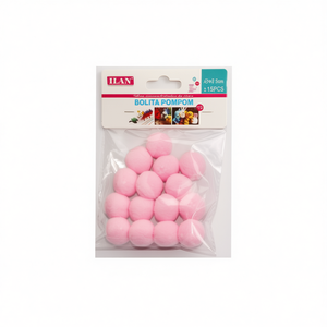 Palline Pompom ILAN 2,5 cm Rosa 15 Pezzi per Artigianato - Product Image 2