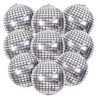 Ballons disco en feuille d'argent 4D Lukinuo, 9 pièces, 22 pouces, auto-scellants, réutilisables, décoration de fête d'anniversaire, rétro années 70, 80, 90