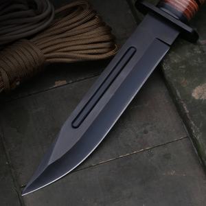 Cuchillo Táctico Personalizable KB1217, Hoja de Acero Inoxidable de Alta Calidad, Mango Fijo de Madera y Cuero para Uso Industrial, Bricolaje y OEM - Product Image 2