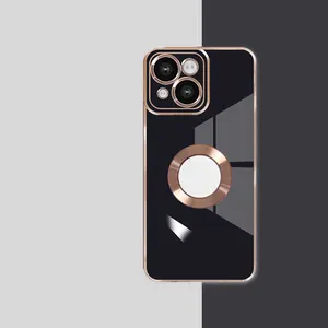 Fashion Lens Protection Plating Soft TPU Shockproof Logo Hole Phone Cover 6D Luxury Phone Case For IPhone 11/12/13/Pro/Max