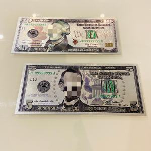 Set Uang Kertas Perak Imitasi Kustom 7 Lembar 1 2 5 10 20 50 100 $100 Koleksi Uang Kertas Peringatan Berlapis Perak Plastik - Product Image 5