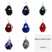 Porte-clés en fourrure de renard mignon, poupée en peluche, breloque de sac, pendentif animal moelleux, anneau porte-clés en fourrure douce, personnalisable OEM ODM, vente en gros