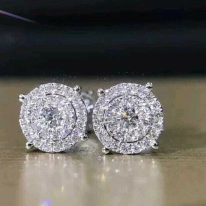 Orecchini rotondi scintillanti per donna, stile moderno da ufficio, gioielli per le orecchie con pavé - Product Image 6