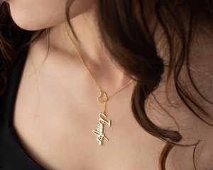Joyería hecha a mano <span class=keywords><strong>DY</strong></span>, collar de Lariat personalizado, regalo de cumpleaños del Día de la madre, collar con nombre de corazón personalizado - Product Image 3
