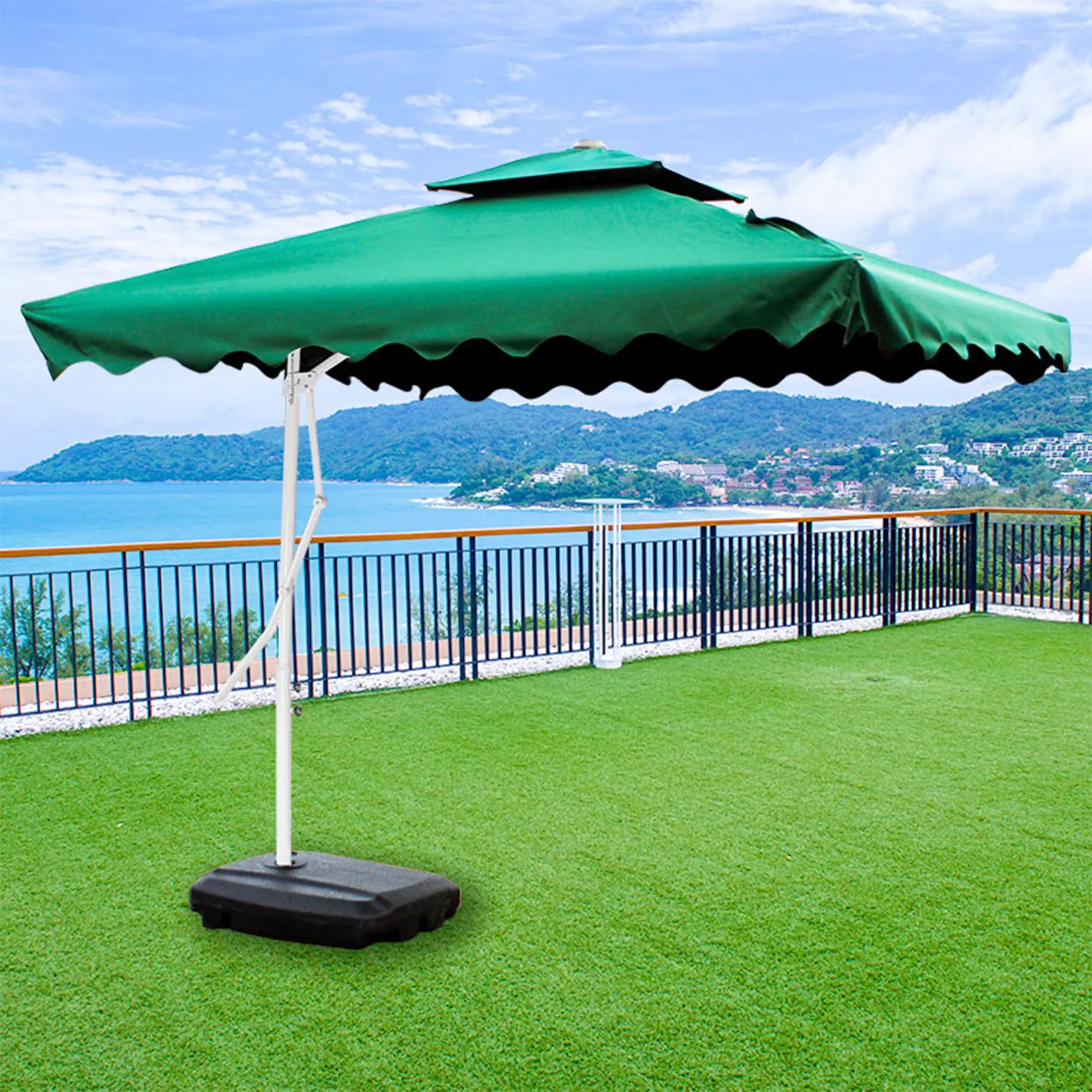 Großhandel beliebter Sonnenschirm individuell bedruckt Luxus-Pagoda großer Terrassen-Schirm blau im Freien stabiler Strand Garten-Sonnenstrahl Sonnenschirm