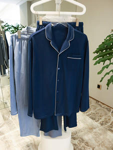 <span class=keywords><strong>Pyjama</strong></span> décontracté pour <span class=keywords><strong>homme</strong></span> tricoté sur mesure 2 pièces pour la maison ensemble à manches longues vêtements de détente de nuit d'hiver en coton côtelé ample vêtements de nuit pour hommes - Product Image 3