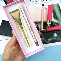Kit Lèvres Marron Végan Brillant Extra-Éclatant avec Crayon Contour des Lèvres Mat – Marque Privée pour Maquillage Naturel