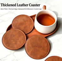 Sous-verres en cuir PU de haute qualité, très demandés, avec logo personnalisé, promotionnels, ronds, écologiques, pour le thé, vente en gros sur mesure