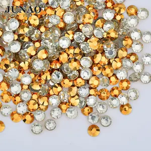 2 3 4 5 6ミリメートルGold Color Crystal Rhinestones Round Resin Flat Back Clear Strass Nail Art Crystals Stones For Clothes