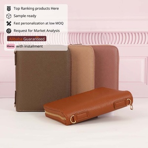 Yihe Best Selling Fine Soft Genuine Leather A7 Cartera con cremallera con ventana de tarjeta de identificación Fly Leaf Gold Ring Embalaje personal disponible - Product Image 1