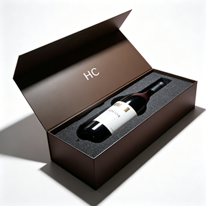 Premium Rigid Paper Wine Gift <b>Box</b> <b>Foldable</b> Magnetic Closure Custom Logo Luxury Packaging for Single Bottle Whiskey - Product Image 1