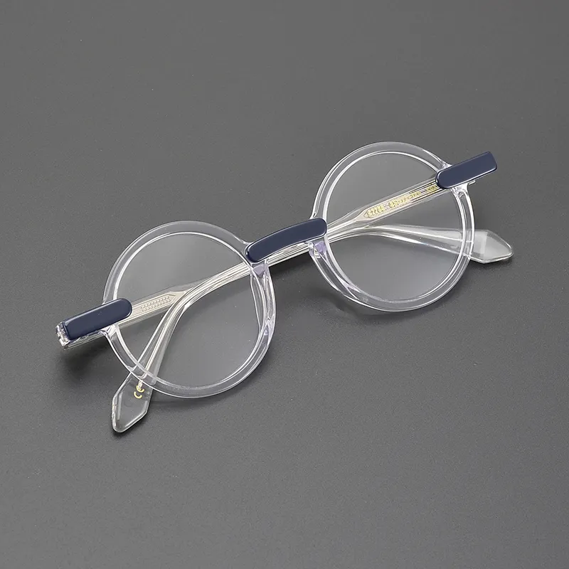 メガネ卸売透明チタントレンディラウンド眼鏡フレームユニセックスレトロ装飾眼鏡フレーム