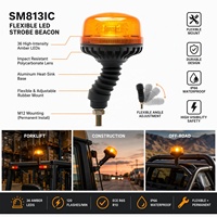 Luz Estroboscópica de Techo con Soporte Flexible para Tubo, Seguridad Universal para Automóvil, Luz Intermitente LED Ámbar de Emergencia, ECE R65 R10