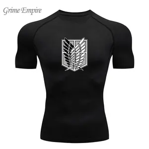 Men's Compression Shirt Fitness Workout Anime Attack on Titan Sport Quick Dry Tight Gym TShirts Elasticity Tops Tee Summer Male