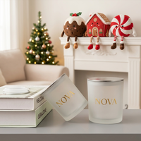Pot à bougie en verre dépoli avec logo personnalisé, gobelet à bougie vide avec couvercle métallique pour cadeau de Noël, pots à bougies de luxe avec couvercles