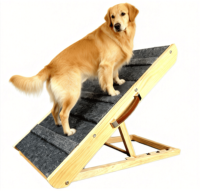 Rampa para Mascotas de Madera Maciza Lista para Viajar, con Asa, Escaleras Convertibles 2 en 1, Diseño Ergonómico para Perros y Gatos, Sofá Cama Moderno