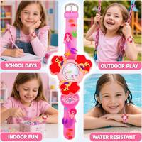 Reloj de Cuarzo Infantil con Diseño de Dibujos Animados Brillantes para Regalo, Pequeña Sirenita