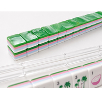 Jeu de tuiles de Mahjong 160 pièces Forêt Enchantée Vert Plage Tropicale Palmier Noix de Coco Design Luxe Personnalisé avec Jokers
