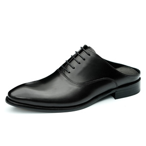 Chaussures habillées en cuir véritable noir pour hommes, à bout pointu, à lacets, couleur unie, pour toutes les saisons, style bureau et carrière - Product Image 5