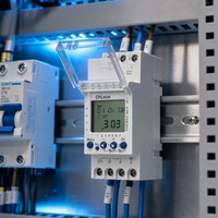 ChLotai THC822 Saklar Waktu Digital 2 Kanal 240V 16A Din Rail Timer Terprogram dengan Layar LCD untuk Lampu Jalan dan Pompa