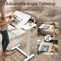 Bureau mobile sur lit, bureau rabattable à 4 roues, réglable en hauteur et en angle, table pour ordinateur portable, bureau à domicile, étude, blanc