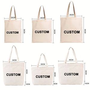 Custom <b>Large</b> <b>Canvas</b> Tote <b>Bags</b> with Top Zipper Pockets Reusable Grocery Shopping <b>Bags</b> - Product Image 4